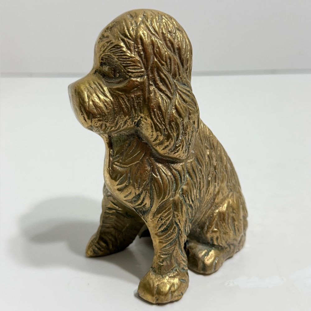 Vintage Solid Brass Cocker Spaniel Dog Figurine